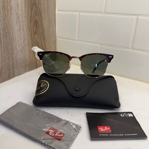 Ray-Ban Black Leather Sunglasses Case with Tortoise Shell Accents